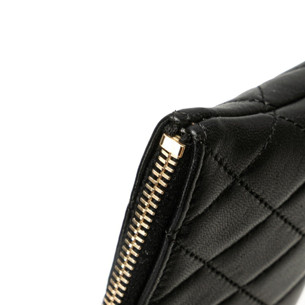 CHANEL Authentic Black Lambskin Leather Logo Wallet - Picture 7 of 13